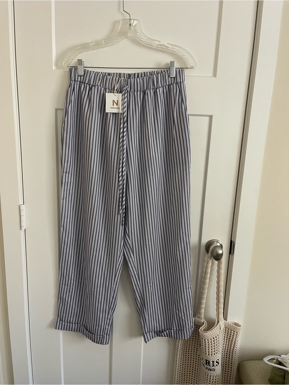 Nautica Women’s Navy & White Pinstripe Lounge Trousers